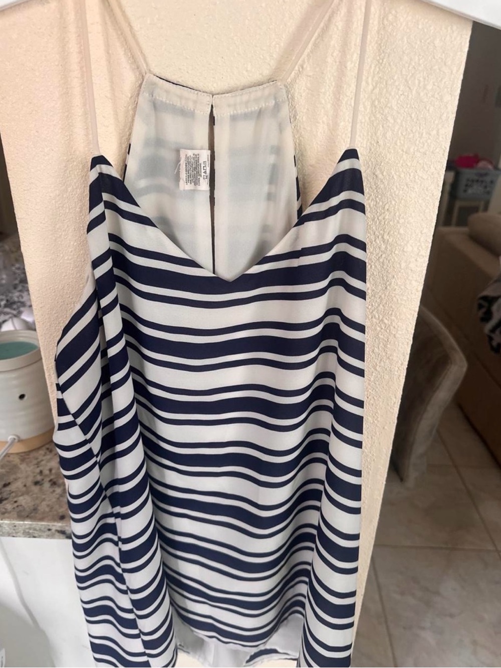 Express Navy and White Strapless Stripe Dress